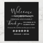 Black Wedding Dankeschön Nachricht Weinetikett (Einzelnes Label)