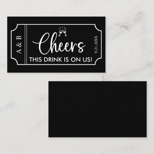 Black Wedding Drink Ticket Voucher (Vorne/Hinten)