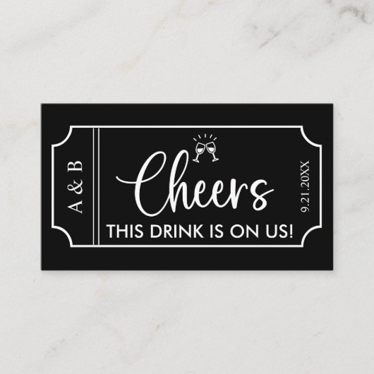 Black Wedding Drink Ticket Voucher (Vorderseite)
