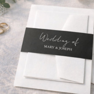 Black Wedding Einladung Bauch Band White Text