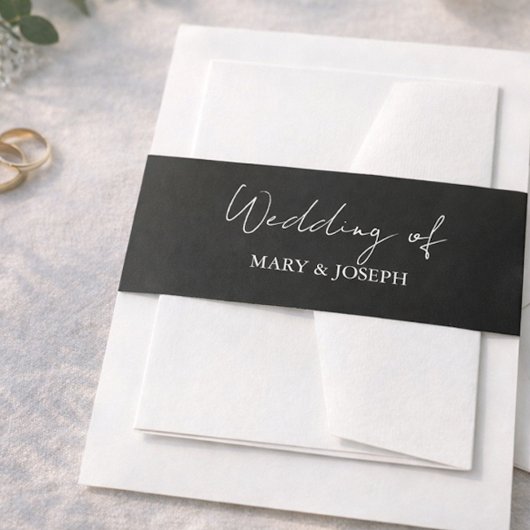 Black Wedding Einladung Bauch Band White Text
