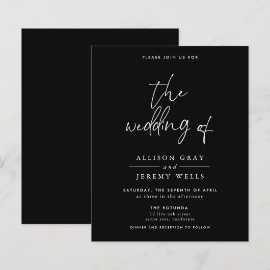 Black Wedding Einladung Flyer (Vorne/Hinten)