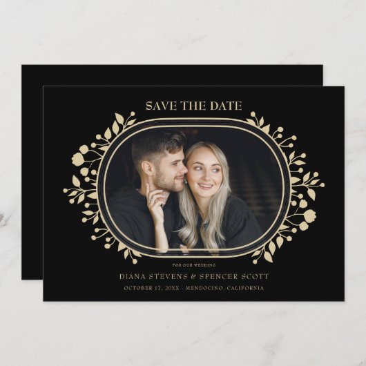 Black Wedding Extravagant Ornament Frame Blume Fot (Vorne/Hinten)