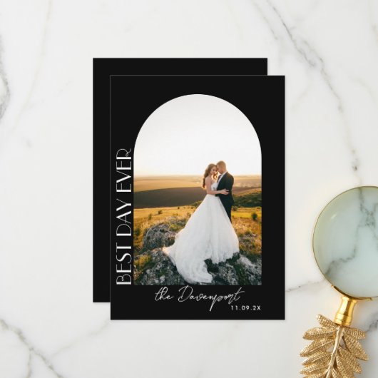 Black Wedding Foto Vielen Dank Dankeskarte (Vorderseite/Rückseite Beispiel)