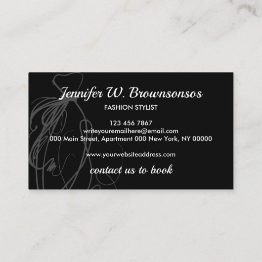 Black Wedding Gown Bridal Dress Visitenkarte (Rückseite)