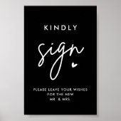 Black Wedding Guest Book Kindly 4x6 Signing Poster (Vorne)