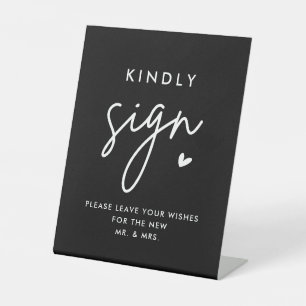 Black Wedding Guest Book Kindly Sign Sockelschild
