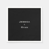 Black Wedding Individuellen Namens Simple Serviette (Vorderseite)