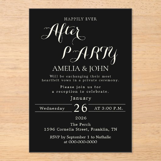 Black wedding invitation acryleinladungen (Vorderseite)