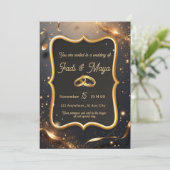  Black wedding invitation card Einladung (Stehend Vorderseite)
