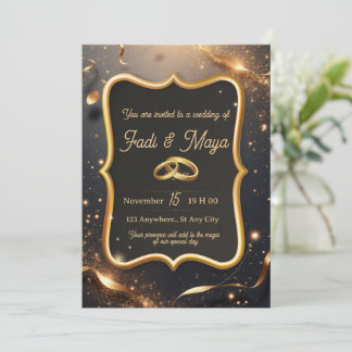 Black wedding invitation card Einladung