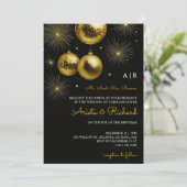 Black wedding invitation with gold text einladung (Stehend Vorderseite)