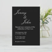 Black Wedding Invitation with White Text | Elegant Einladung (Stehend Vorderseite)