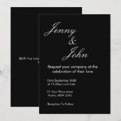 Black Wedding Invitation with White Text | Elegant Einladung (Vorne/Hinten)