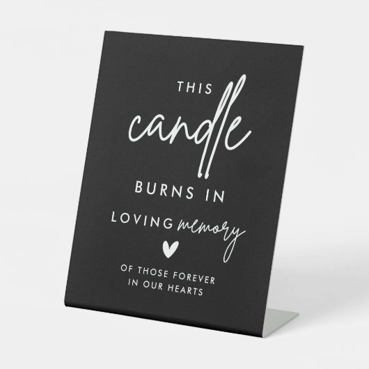 Black Wedding Memorial Candle Burns Sign Sockelschild (Vorderseite)
