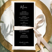 Black Wedding Menu Skript Modernes, Minimalistisch Menükarte