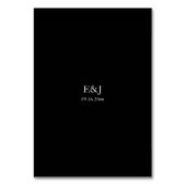 Black Wedding Menu Skript Modernes, Minimalistisch Tischnummer (Rückseite)