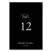 Black Wedding Menu Skript Modernes, Minimalistisch Tischnummer (Vorderseite)