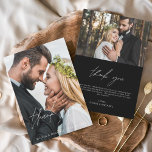 Black Wedding Minimalistisch Dankeschön Karten<br><div class="desc">Budget Hochzeit Handgeschriebene Dankeschön Karten,  die ein Foto auf der Vorder- und Rückseite haben. Die Dankeschön-Karten enthalten eine moderne,  weiße und schwarze handgeschriebene kursive Schriftzeichen-Typografie,  die elegant,  einfach und modern nach einem minimalistischen einfachen Hochzeitstag-Fest zu verwenden sind.</div>