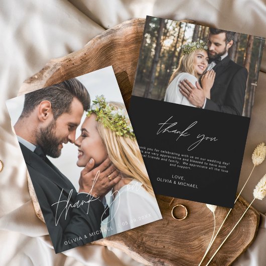 Black Wedding Minimalistisch Dankeschön Karten