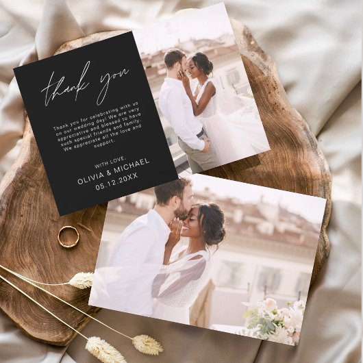 Black Wedding Minimalistisch Dankeschön Karten