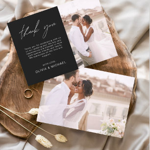 Black Wedding Minimalistisch Dankeschön Karten