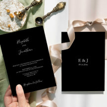 Black Wedding Modern Chic Script Minimalist Simple