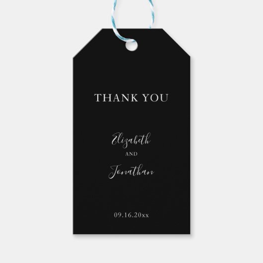 Black Wedding Modern Chic Script Minimalist Simple Geschenkanhänger (Vorderseite)