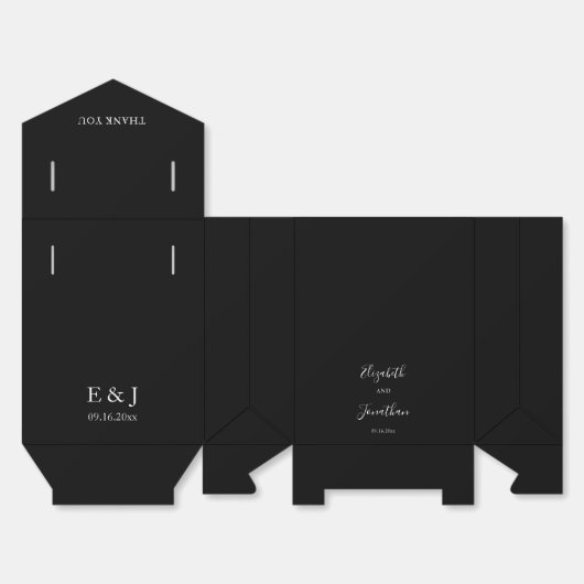 Black Wedding Modern Chic Script Minimalist Simple Geschenkschachtel (Ungefaltet)
