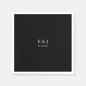 Black Wedding Monogram Minimalistisch Simple Chic Serviette (Vorderseite)