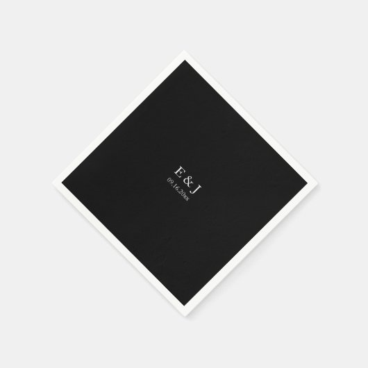 Black Wedding Monogram Minimalistisch Simple Chic Serviette (Ecke)