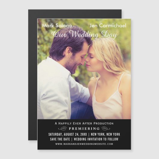 Black Wedding Movie Poster Foto Save the Date Magnetkarte (Vorne/Hinten)