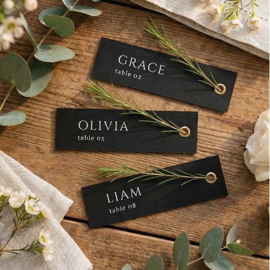 Black Wedding Name Tag Table Place Cards Einladung