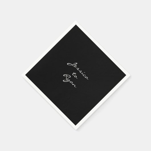 Black Wedding "Name to Name" Cocktail Serviette (Ecke)