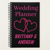 Black Wedding Planner Hot Pink Joined Hearts Planer (Vorderseite)