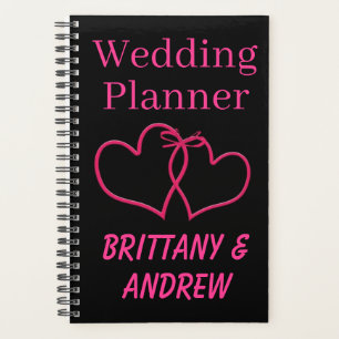 Black Wedding Planner Hot Pink Joined Hearts Planer
