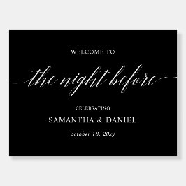 Black Wedding Probe Dinner Willkommenszeichen