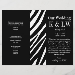 Black Wedding Program Zebra Stripes Muster
