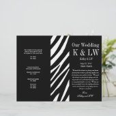 Black Wedding Program Zebra Stripes Muster (Stehend Vorderseite)