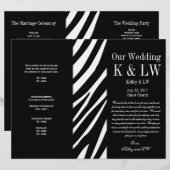 Black Wedding Program Zebra Stripes Muster (Vorne/Hinten)