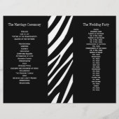 Black Wedding Program Zebra Stripes Muster (Rückseite)