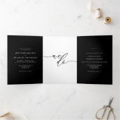 Black Wedding Rsvp freundlich antworten Dreifach Gefaltete Karte (Innenseite)