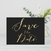 Black Wedding Save the Date Cards Elegant Einladung (Stehend Vorderseite)