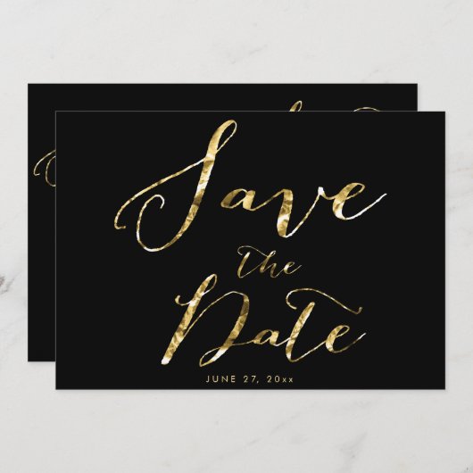 Black Wedding Save the Date Cards Elegant Einladung (Vorne/Hinten)