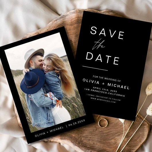 Black Wedding Save the Date Foto Minimalistisch