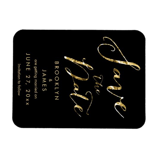 Black Wedding Save the Date Magnets Elegant Magnet (Horizontal)