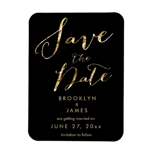 Black Wedding Save the Date Magnets Elegant Magnet (Vertikal)