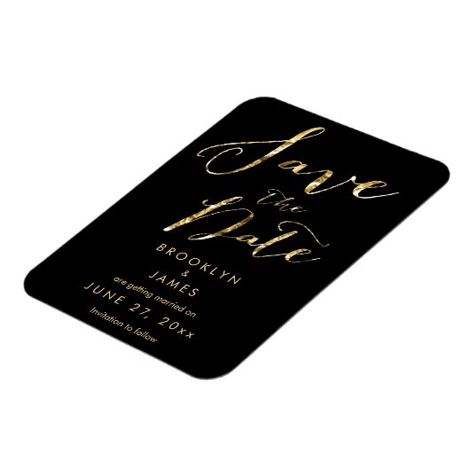 Black Wedding Save the Date Magnets Elegant Magnet (Linke Seite)