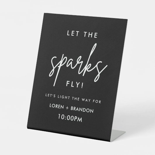 Black Wedding Sparkler abschicken Pedestal-Zeichen Sockelschild (Vorderseite)