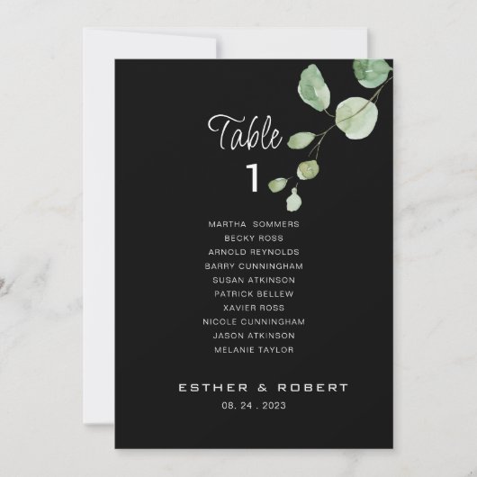 Black Wedding Tischnummer 1 Seetabelle (Vorderseite)